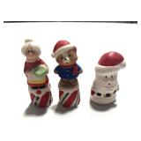 Three Bisque Christmas Themed Thimbles