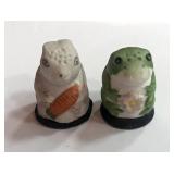 2 Bisque Thimbles Frog and Rabbit