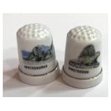 Two Dinosaur Thimbles. Dimetrodon and Apatosaurus