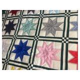 Eight Point Star Quilt Queen 84" X 103" Hand Stitched
