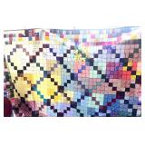 Squares on Point with Wide Square Border Quilt King 102" X 114" Hand Stitched