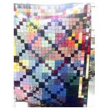 Squares on Point with Wide Square Border Quilt King 102" X 114" Hand Stitched