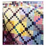 Squares on Point with Wide Square Border Quilt King 102" X 114" Hand Stitched