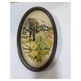 Embroidered Picture in Oval Frame