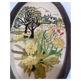 Embroidered Picture in Oval Frame