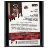 Joe Mauer RC /1999 2002 Topps Pristine #152 Numbered 1528/1999 Rookie Minnesota Twins Baseball Card