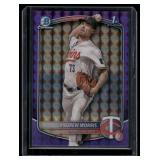 Andrew Morris /250 Bowman Chrome 1st Purple Refractor 2025 #BCP-90 Minnesota Twins Baseball Card Numbered 145/250