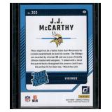 JJ McCarthy RC Green Press Proof 2024 Donruss Rated Rookie #303 Minnesota Vikings Football Card