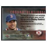 Manny Ramirez Game-Used Bat Relic2002 Fleer Triple Crown RBI Kings Baseball Card