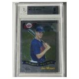 Joe Mauer RC Beckett Graded 9 Mint 2002 Topps Chrome Silver #622 Rookie Minnesota Twins Baseball Card