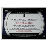 Roger Maris Commemorative Retired Number Patch Card 2012 Topps #RN-RM Baseball