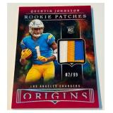Quentin Johnston RC Tri-Colored Patch /99 2023 Origins Rookie Patches #RP-QJ Football Card Numbered 02/99