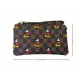 Brand New 8" Mickey Mouse Clutch Brown Purse Pouch Handheld Bag