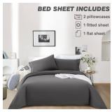 Brand New Redasw Queen Size 1800 Thread Count Grey Bed Sheet Set
