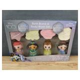 Brand New Disney Princess Bath Bomb and Body Wash Set with Body Wash Decanters & Charms