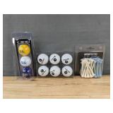 Brand New UCLA Bruins Golf Balls and Tees Lot - 6 Black Birdie Balls, 3 UCLA Balls, 50 Tees