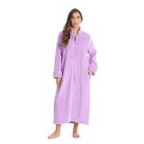 Brand New Just Love Plush Zipper Lounger Solid Robe, Lilac, 2X
