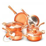 Brand New FRUITEAM 10-Piece Copper Nonstick Cookware Set
