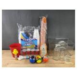 Brand New Household Items Including Foam Cups, Glass Jars, and More