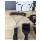 7 Brand New BBQ Grill Accessories - Brushes, Bottle, Hooks, Pig Out Sign