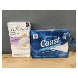 6 Brand New Olay Age Defy Beauty Bars and 8 Coast Classic Scent Bar Soaps