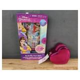 Brand New Disney Princess Activity Fun Set & Heart Shaped Zippered Pouch