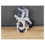 Brand New Butterfly Mug, Black Ink Pen & Lined Notebook Gift Set
