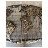 American Mid-Century Gold World Map Plaque