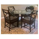 Gorgeous Glass Top Dining Table with Four McGuire Target Arm Chairs