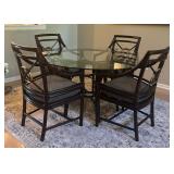 Gorgeous Glass Top Dining Table with Four McGuire Target Arm Chairs