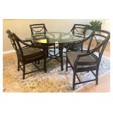 Gorgeous Glass Top Dining Table with Four McGuire Target Arm Chairs