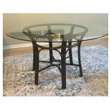 Gorgeous Glass Top Dining Table with Four McGuire Target Arm Chairs