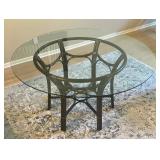 Gorgeous Glass Top Dining Table with Four McGuire Target Arm Chairs