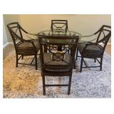 Gorgeous Glass Top Dining Table with Four McGuire Target Arm Chairs