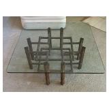 McGuire Rattan Glass Top Coffee Table