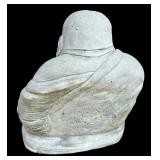 Cement Laughing Buddha Statue, 13 Inches Tall