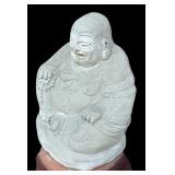 Cement Laughing Buddha Statue, 13 Inches Tall