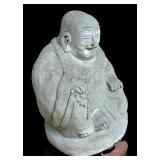 Cement Laughing Buddha Statue, 13 Inches Tall