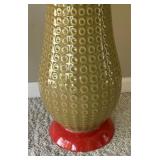 Decorative Accent Table with Textured Base and Floral Top