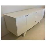 White Modern Sideboard Cabinet with Drawers and Doors