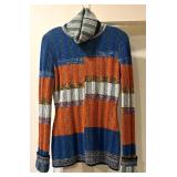 100% Wool Plaited Rib Striped Size Medium Sweater