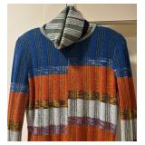 100% Wool Plaited Rib Striped Size Medium Sweater