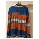 100% Wool Plaited Rib Striped Size Medium Sweater