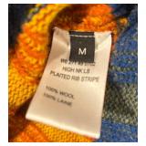 100% Wool Plaited Rib Striped Size Medium Sweater