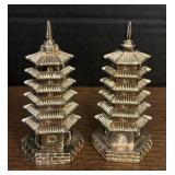 Stunning Silver Plated Pagoda Salt and Pepper Shakers