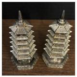Stunning Silver Plated Pagoda Salt and Pepper Shakers
