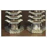 Stunning Silver Plated Pagoda Salt and Pepper Shakers