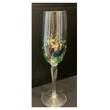 Set of Six Floral Accented Champagne Flutes