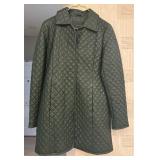 Forest Green Quilted Leather Size Medium Coat by Neiman Marcus Leather Collection