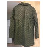 Forest Green Quilted Leather Size Medium Coat by Neiman Marcus Leather Collection